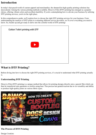 How to Choose the Right DTF Printing Services for Your Business