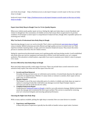 Expert Auto Body Shop in Slough: Your Go-To for Quality Repairs