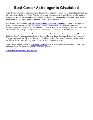 Best Career Astrologer in Ghaziabad