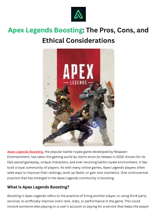 Apex Legends Boosting - The Pros, Cons, and Ethical Considerations
