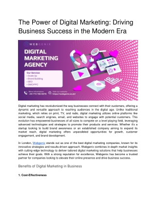 The Power of Digital Marketing: Propel Your Business with Webgenix