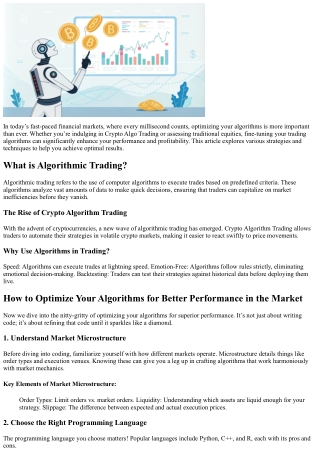 How to Optimize Your Algorithms for Better Performance in the Market