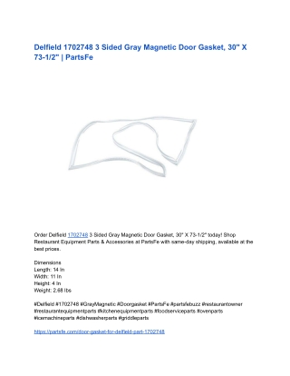 Delfield 1702748 Sided Gray Magnetic Door Gasket-PartsFe