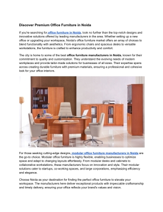 Best Office Furniture In Noida: Sentiment Furniture