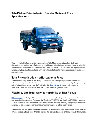 Tata Pickup Price in India
