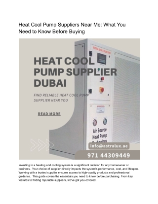 Heat Cool Pump Suppliers Near Me_ What You Need to Know Before Buying