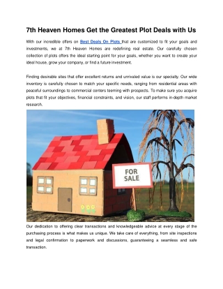 7th Heaven Homes Get the Greatest Plot Deals with Us