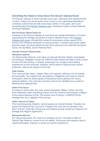 Everything You Need to Know About the Deccan Odyssey Route