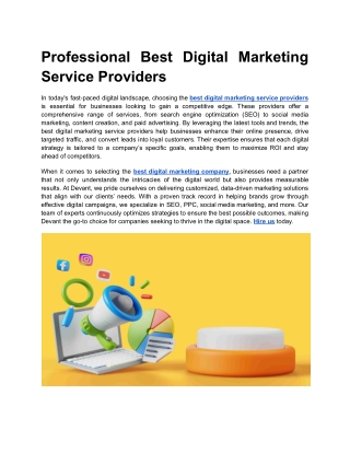 Professional Best Digital Marketing Service Providers