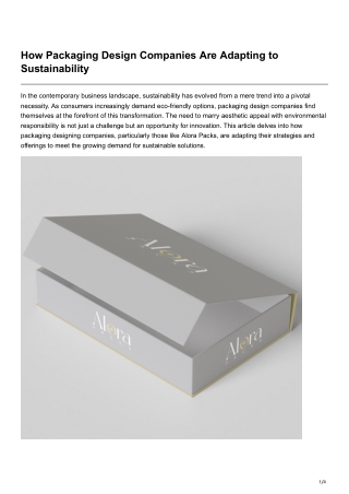 How Packaging Design Companies Are Adapting to Sustainability