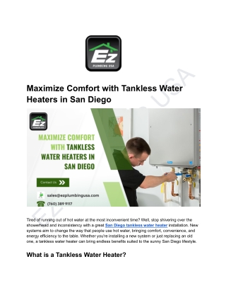 Maximize Comfort with Tankless Water Heaters in San Diego