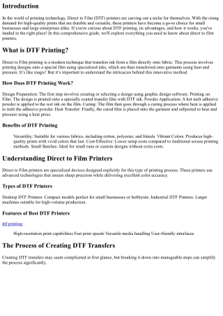 Everything You Need to Know About Direct to Film Printers