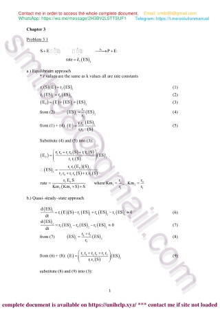 Solution Manual for Bioprocess Engineering 3rd Edition - Michael Shuler, Fikret Kargi