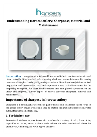 Understanding Horeca Cutlery Sharpness, Material and Maintenance