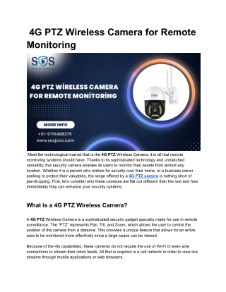 4G PTZ Wireless Camera for Remote Monitoring