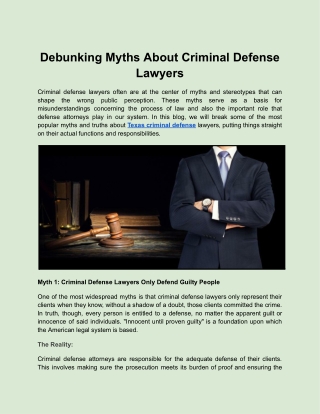 Debunking Myths About Criminal Defense Lawyers