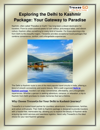 Delhi to Kashmir package