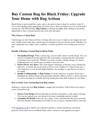 Buy Custom Rug for Black Friday