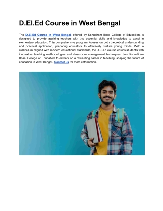 D.El.Ed Course in West Bengal