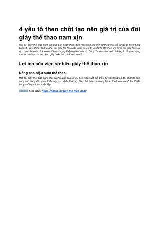 4 yeu to then chot tao nen gia tri cua doi giay the thao nam xin