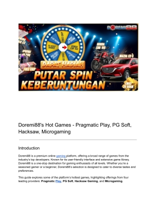 Doremi88's Hot Games - Pragmatic Play, PG Soft, Hacksaw, Microgaming