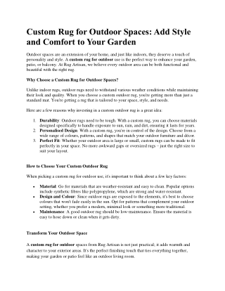 Custom Rug for Outdoor Spaces