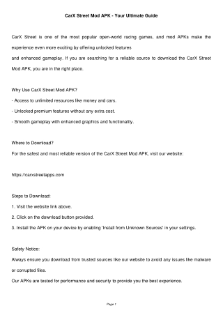 "CarX Street Mod APK - Unlock Premium Features