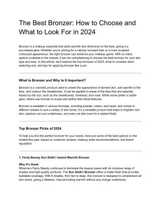 The Best Bronzer_ How to Choose and What to Look For in 2024