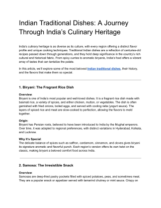 Indian Traditional Dishes_ A Journey Through India’s Culinary Heritage