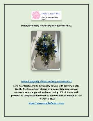Funeral Sympathy Flowers Delivery Lake Worth TX