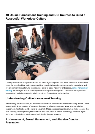 10 Online Harassment Training and DEI Courses to Build a Respectful Workplace Culture