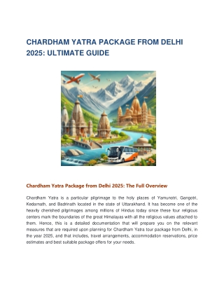Chardham Yatra Package from Delhi 2025