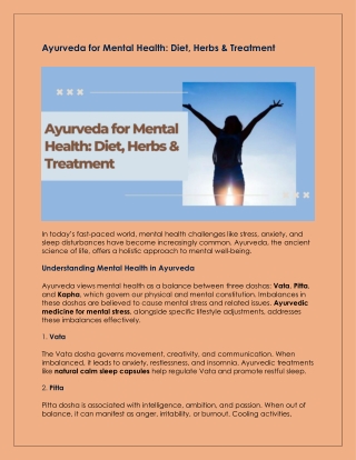 Ayurveda for Mental Health Diet, Herbs & Treatment