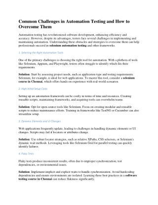 Common Challenges in Automation Testing and How to Overcome Them