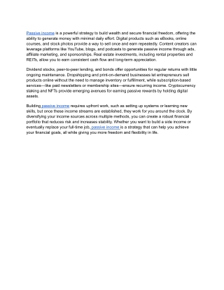 PASSIVE INCOME STREAM