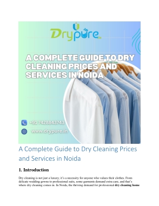 A Complete Guide to Dry Cleaning Prices and Services in Noida