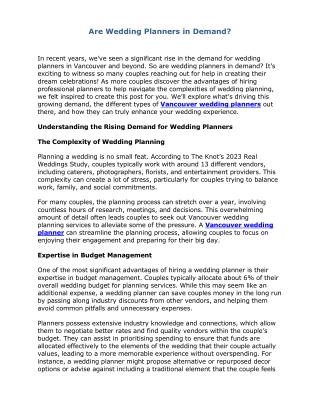 Are Wedding Planners in Demand?