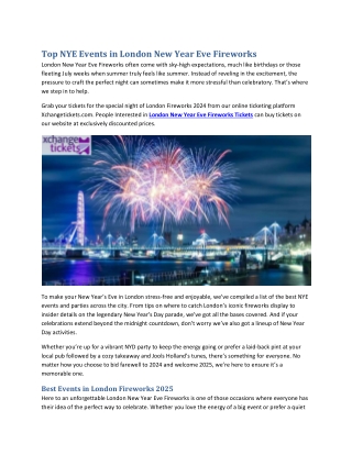Top NYE Events in London New Year Eve Fireworks