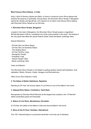 Most Famous Shiva Statues  in India