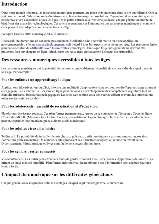 “Des ressources numériques accessibles à tous les âges.”