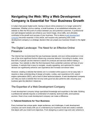 Navigating the Web_ Why a Web Development Company is Essential for Your Business Growth