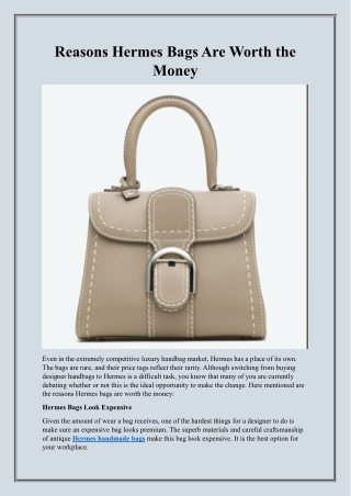 Reasons Hermes Bags Are Worth the Money