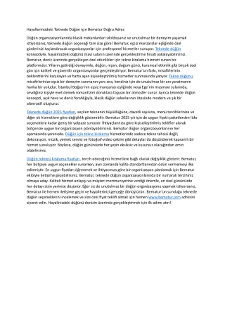 Hayallerinizdeki Teknede Dugun Icin Bematur Dogru Adres