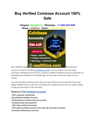 Buy Verified Coinbase Account 100% Safe