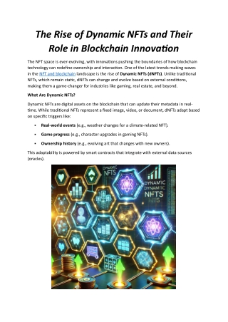 The Rise of Dynamic NFTs and Their Role in Blockchain Innovation