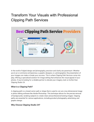 Transform Your Visuals with Professional Clipping Path Services