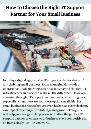 How to Choose the Right IT Support Partner for Your Small Business
