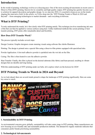 “DTF Printing Trends to Watch in 2024 and Beyond”