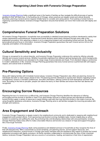 Honoring Enjoyed Ones with Funeraria Chicago Preparation