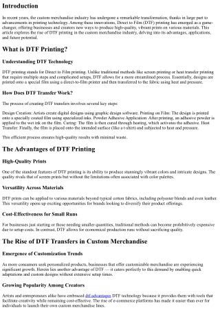 The Rise of DTF Printing in the Custom Merchandise Industry